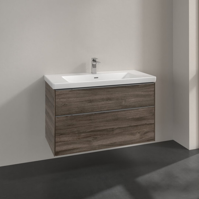 VILLEROY & BOCH SUBWAY 3.0 SERVANTSKAP 97X57 STONE OAK HÅNDTAK I KROM