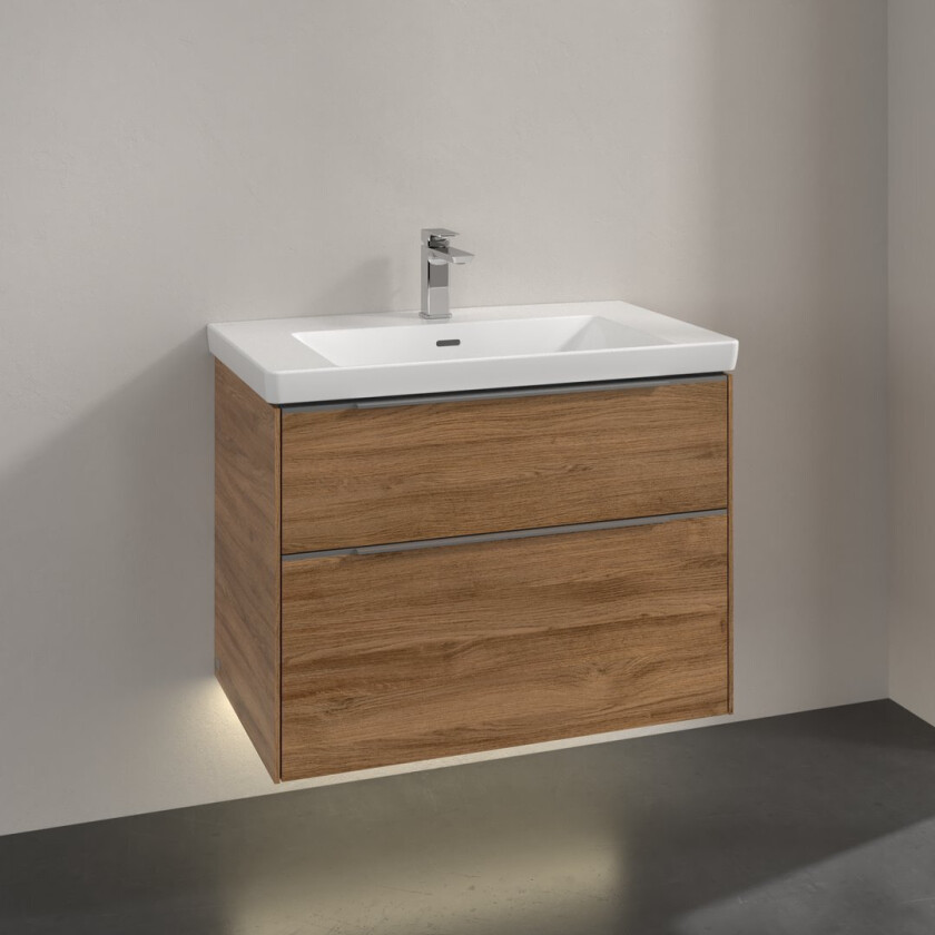 VILLEROY & BOCH SUBWAY 3.0 SERVANTSKAP 77X57 KANSAS OAK M/LYS HÅNDTAK I KROM