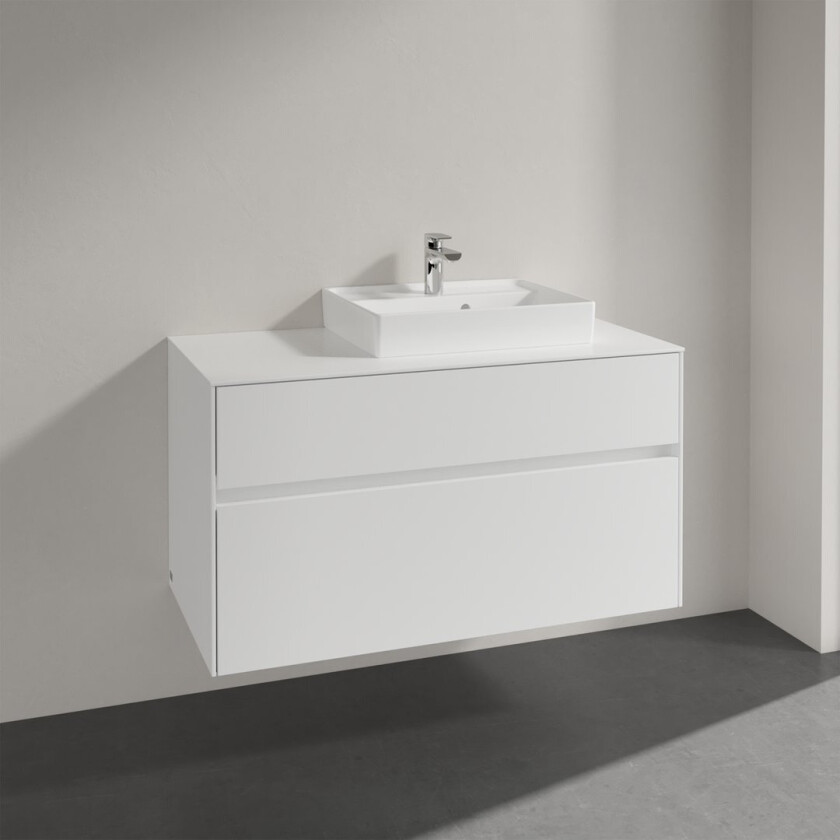 VILLEROY & BOCH COLLARO SERVANTSKAP 100 FOR SERVANT HØYRE 50 M/2 SKUFFER HVIT MATT