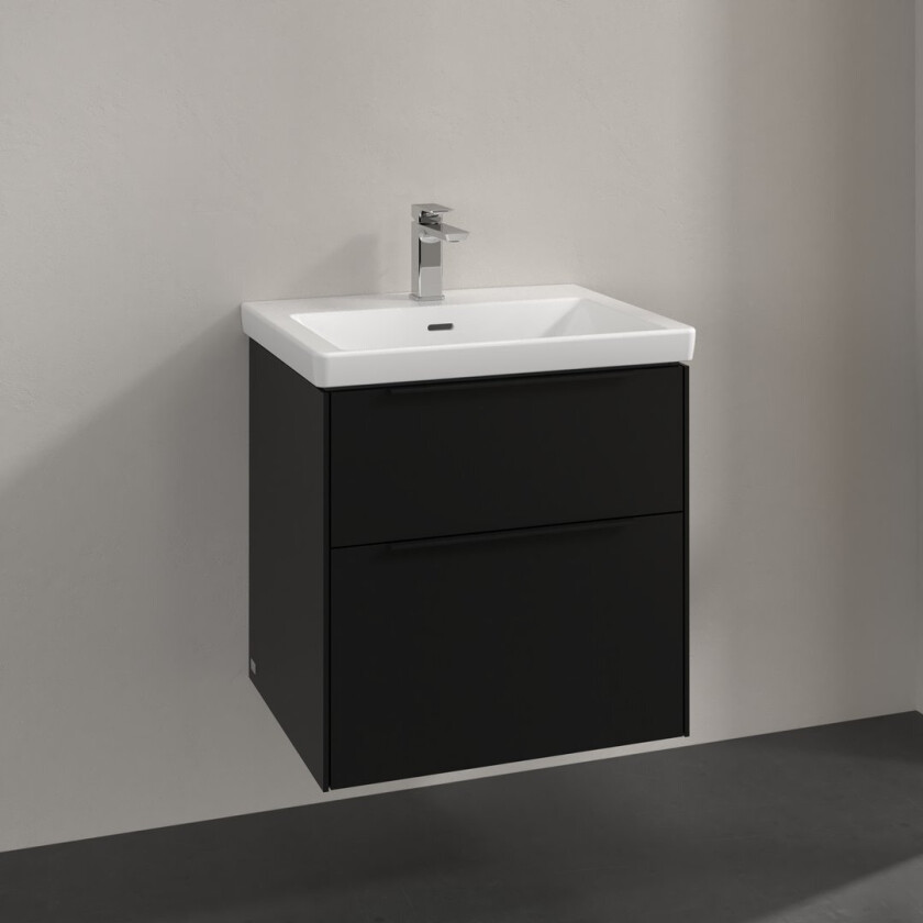 VILLEROY & BOCH SUBWAY 3.0 SERVANTSKAP 57X47 VOLCANO BLACK HÅNDTAK I MØBELETS FARGE