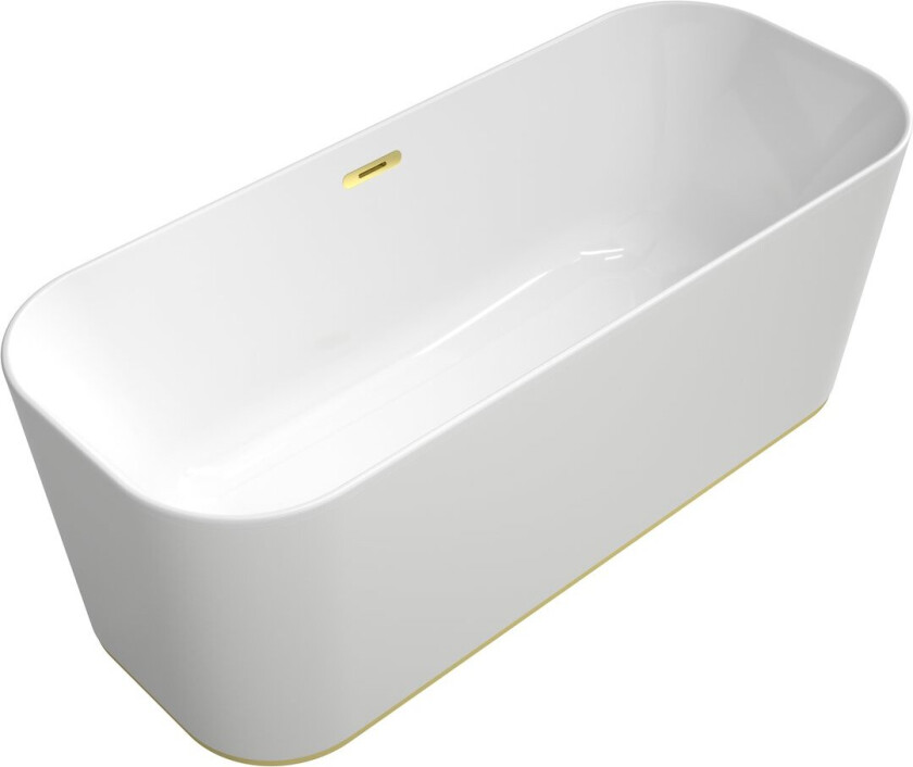 VILLEROY & BOCH FINION BADEKAR 170X70 MED PÅFYLLING VIA OVERLØP, LYS OG DESIGNKANT, DETALJER I GULL