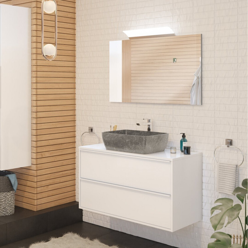 ALLIBERT BORDER UNDERSKAP 100 CM HVIT HÅNDTAK ALPINE HVIT HØYGLANS