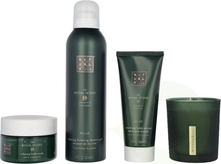 Jing Set 565 ml Body Cream 100ml/Scented Candle 140ml/Body Scrub 125ml/Foaming Shower Gel 200ml