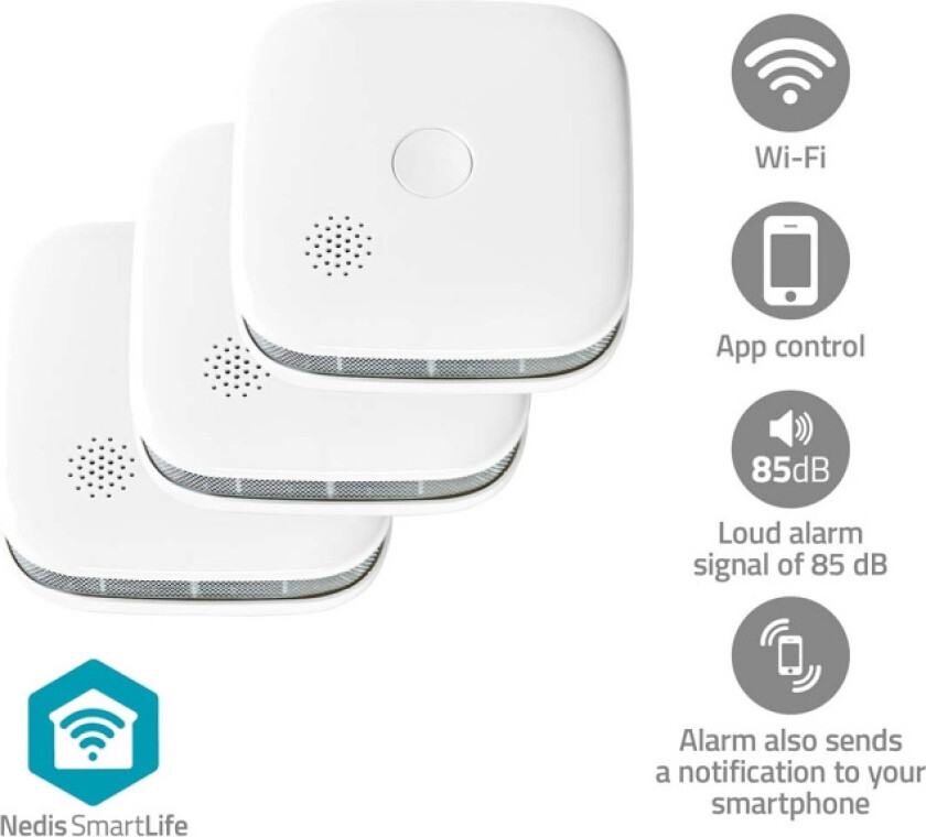 Bilde av SmartLife Røykvarsler | Wi-Fi | Batteri drevet | Sensorlivssyklus: 10 år | EN 14604 | Maks. batteri levetid: 24 Måned | 85