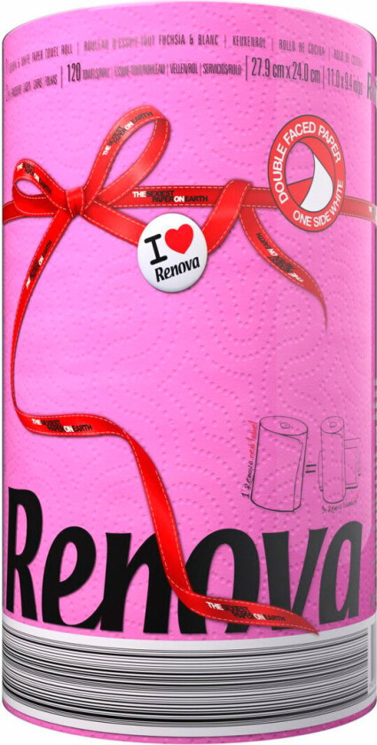 Bilde av RENOVA TØRKERULL 1.STK 2-LAGS, ROSA