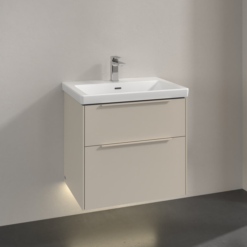 VILLEROY & BOCH SUBWAY 3.0 SERVANTSKAP 62X57 CASHMERE GREY M/LYS HÅNDTAK I MØBELETS FARGE