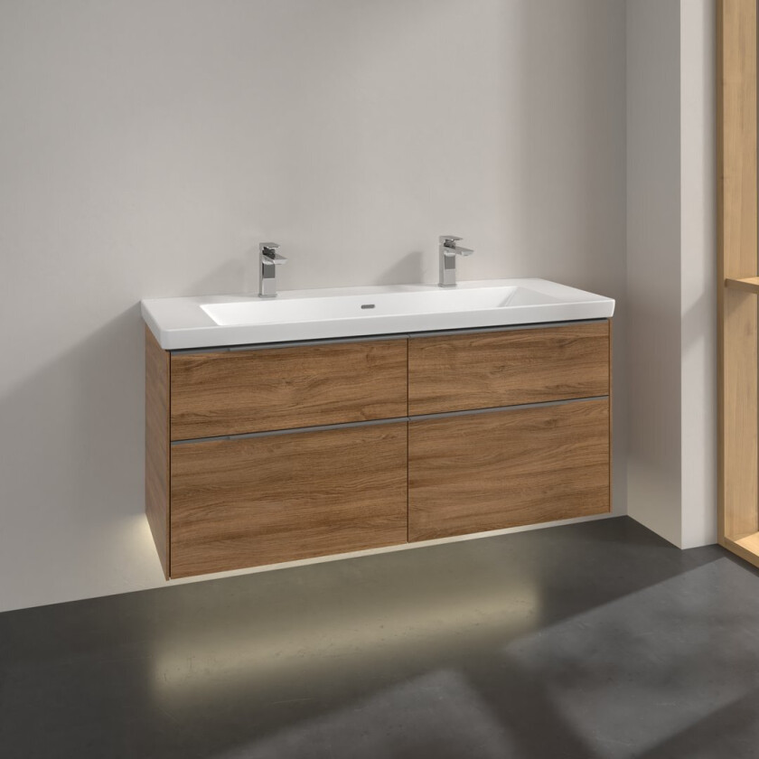 VILLEROY & BOCH SUBWAY 3.0 SERVANTSKAP 127X57 KANSAS OAK M/LYS HÅNDTAK I KROM