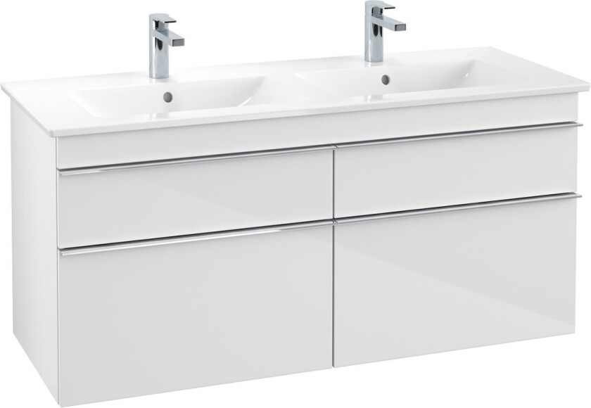 VILLEROY & BOCH VENTICELLO SERVANTSKAP HVIT HØYGLANS M/4 SKUFFER, 1253 X 590 X 477 MM