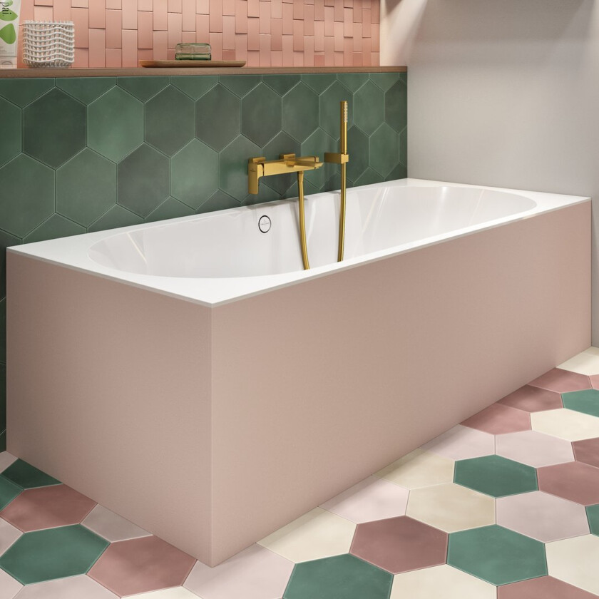 VILLEROY & BOCH OBERON 2.0 BADEKAR 180X80 FOR INNBYGGING HVIT ALPIN M/AVLØPSSETT I HVIT/KROM