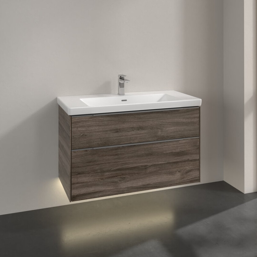 VILLEROY & BOCH SUBWAY 3.0 SERVANTSKAP 97X57 STONE OAK M/LYS HÅNDTAK I KROM