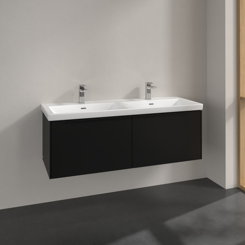 VILLEROY & BOCH SUBWAY 3.0 SERVANTSKAP 127X42 F/DOBBELSERVANT VOLCANO BLACK HÅNDTAK I MØBELETS FARGE