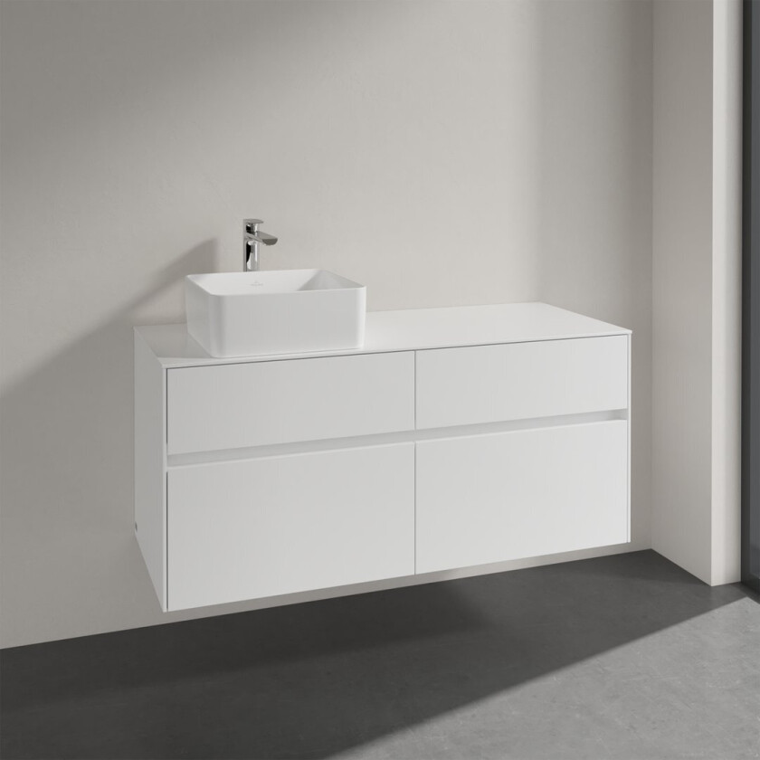 VILLEROY & BOCH COLLARO SERVANTSKAP 120 FOR SERVANT VENSTRE M/4 SKUFFER HVIT HØYGLANS