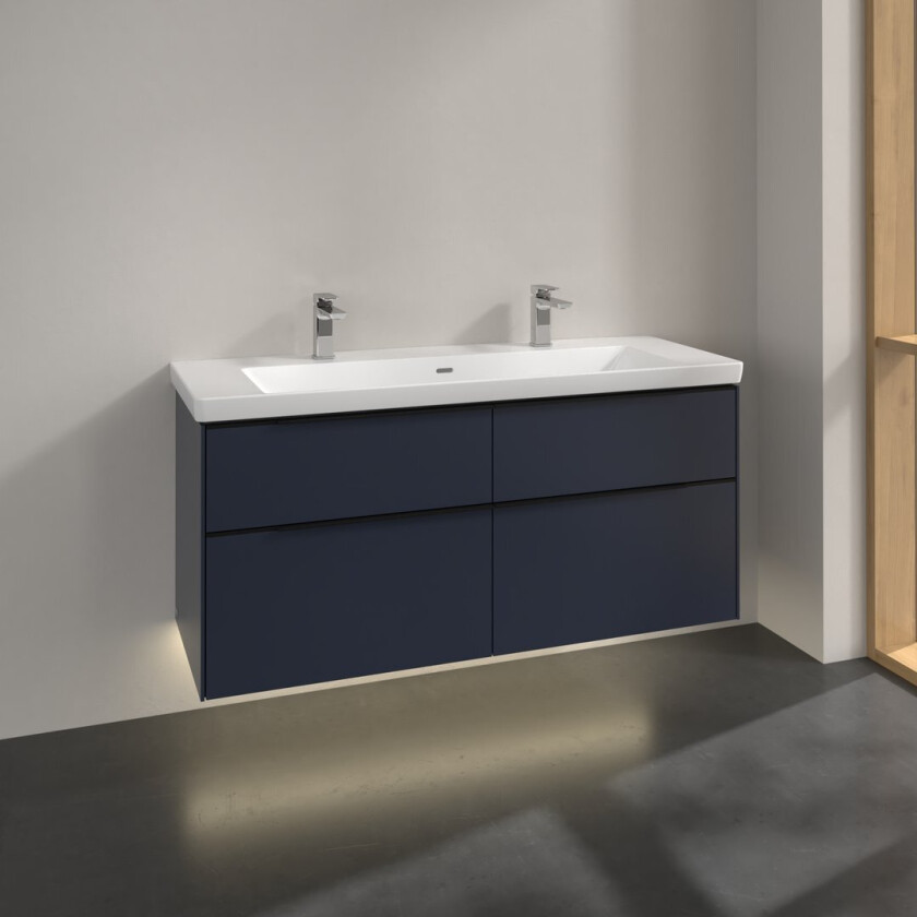 VILLEROY & BOCH SUBWAY 3.0 SERVANTSKAP 127X57 MARINE BLUE M/LYS HÅNDTAK I VOLCANO BLACK