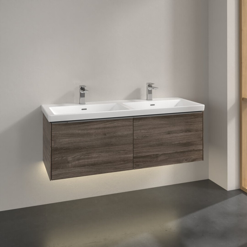 VILLEROY & BOCH SUBWAY 3.0 SERVANTSKAP 127X42 F/DOBBELSERVANT STONE OAK M/LYS HÅNDTAK I KROM