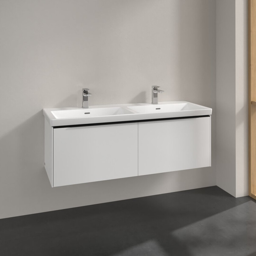 VILLEROY & BOCH SUBWAY 3.0 SERVANTSKAP 127X42 F/DOBBELSERVANT BRILLIANT WHITE HÅNDTAK I VOLCANO BLACK