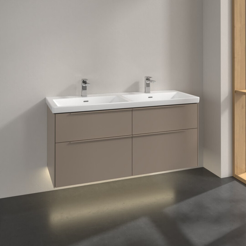 VILLEROY & BOCH SUBWAY 3.0 SERVANTSKAP 127X57 F/DOBBELSERVANT TAUPE M/LYS HÅNDTAK I MØBELETS FARGE