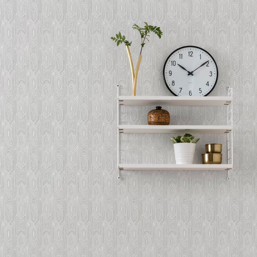 DURO TAPET LINJELEK, HVIT/GRÅ 10M X 53CM