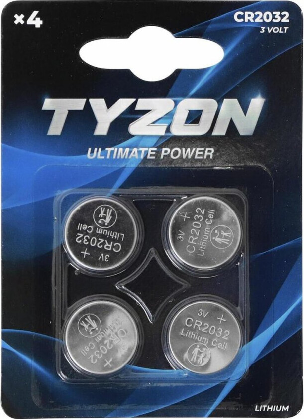 TYZON CR2032 LITIUMBATTERIER 4-PK