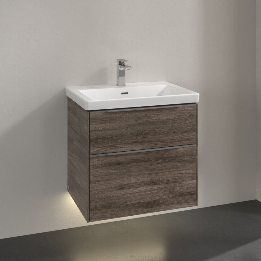 VILLEROY & BOCH SUBWAY 3.0 SERVANTSKAP 62X57 STONE OAK M/LYS HÅNDTAK I KROM