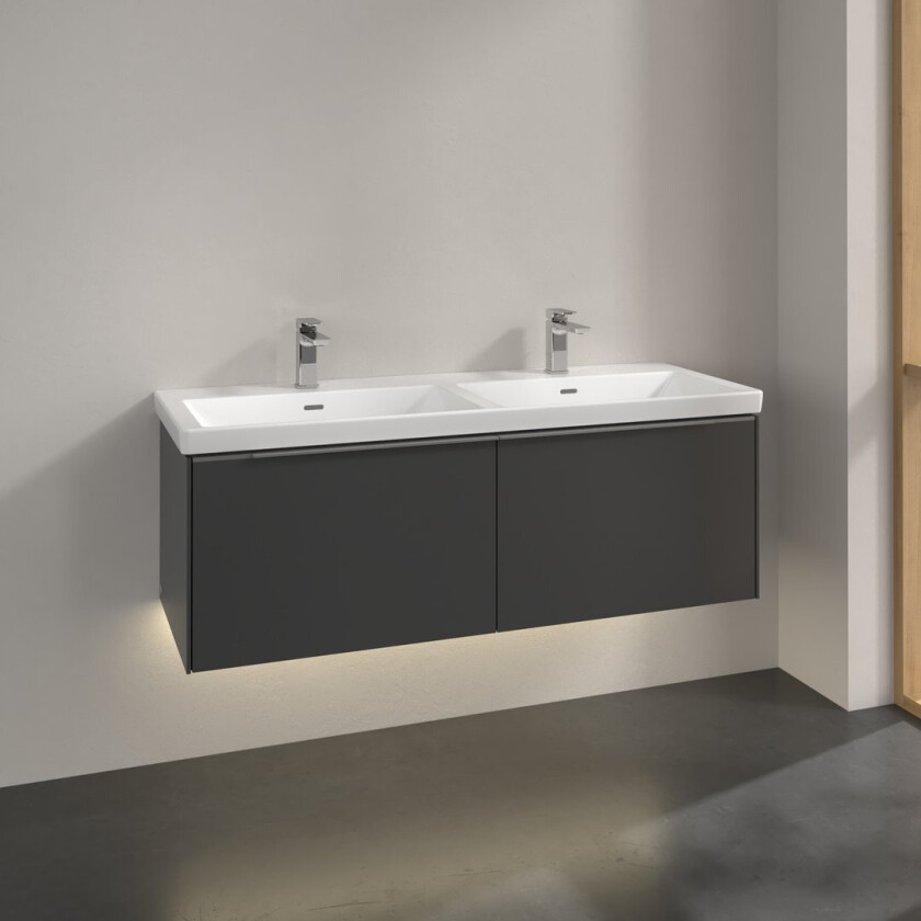 VILLEROY & BOCH SUBWAY 3.0 SERVANTSKAP 127X42 F/DOBBELSERVANT GRAPHITE M/LYS HÅNDTAK I KROM