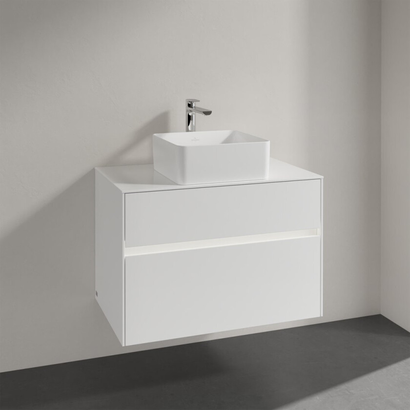 VILLEROY & BOCH COLLARO SERVANTSKAP 80 M/LYS FOR SERVANT MIDT OG 2 SKUFFER HVIT HØYGLANS