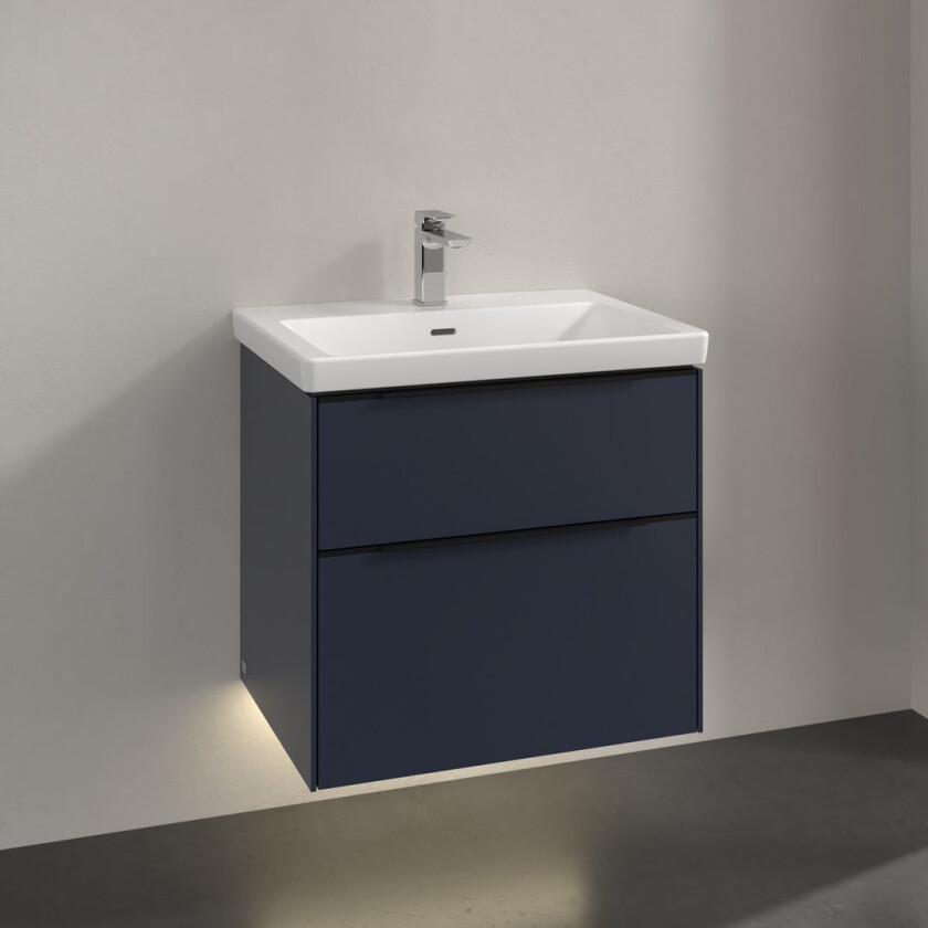 VILLEROY & BOCH SUBWAY 3.0 SERVANTSKAP 62X57 MARINE BLUE M/LYS HÅNDTAK I VOLCANO BLACK