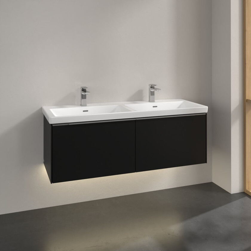 VILLEROY & BOCH SUBWAY 3.0 SERVANTSKAP 127X42 F/DOBBELSERVANT VOLCANO BLACK M/LYS HÅNDTAK I KROM