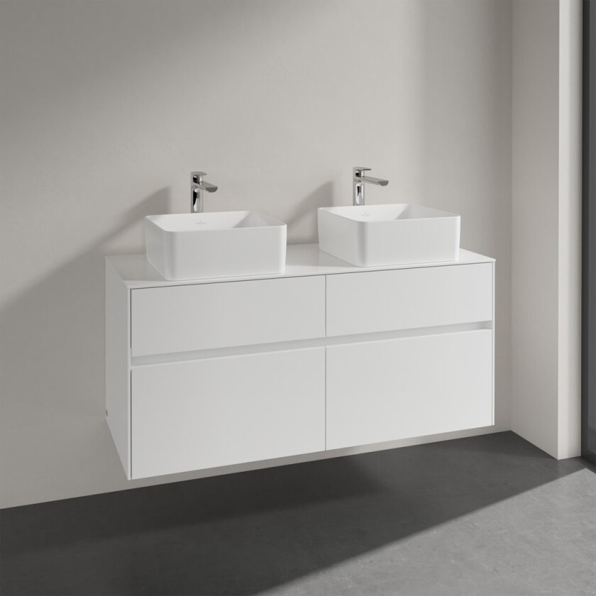 VILLEROY & BOCH COLLARO SERVANTSKAP 120 FOR 2 SERVANTER M/4 SKUFFER HVIT HØYGLANS