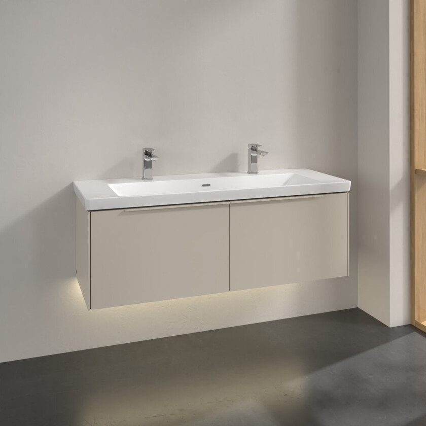 VILLEROY & BOCH SUBWAY 3.0 SERVANTSKAP 127X42 CASHMERE GREY M/LYS HÅNDTAK I MØBELETS FARGE