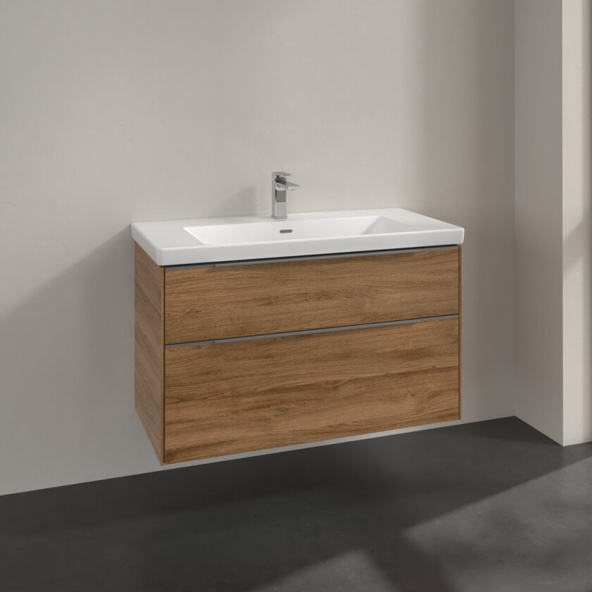 VILLEROY & BOCH SUBWAY 3.0 SERVANTSKAP 97X57 KANSAS OAK HÅNDTAK I KROM