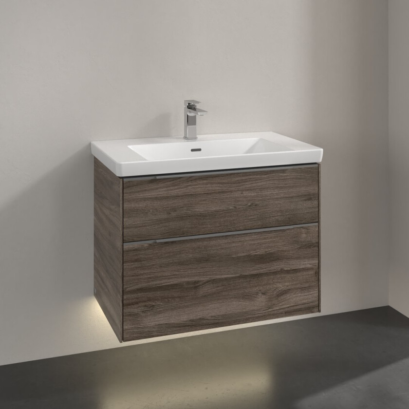 VILLEROY & BOCH SUBWAY 3.0 SERVANTSKAP 77X57 STONE OAK M/LYS HÅNDTAK I KROM