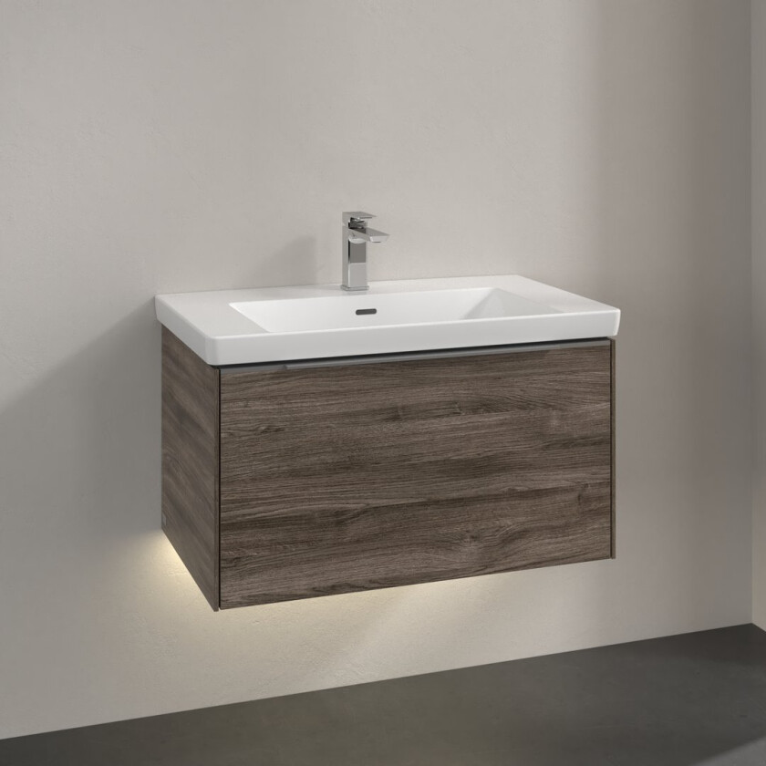 VILLEROY & BOCH SUBWAY 3.0 SERVANTSKAP 77X42 STONE OAK M/LYS HÅNDTAK I KROM