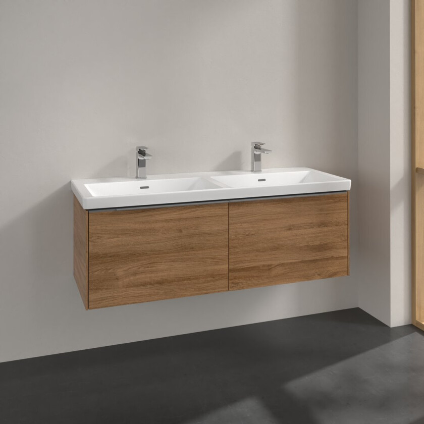 VILLEROY & BOCH SUBWAY 3.0 SERVANTSKAP 127X42 F/DOBBELSERVANT KANSAS OAK HÅNDTAK I KROM