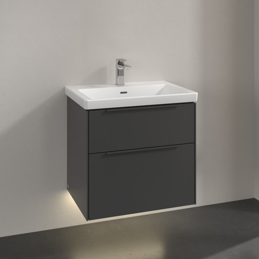 VILLEROY & BOCH SUBWAY 3.0 SERVANTSKAP 62X57 GRAPHITE M/LYS HÅNDTAK I MØBELETS FARGE