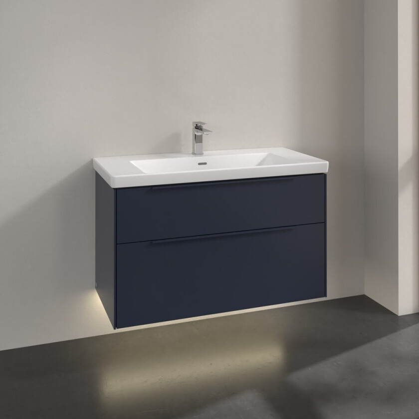 VILLEROY & BOCH SUBWAY 3.0 SERVANTSKAP 97X57 MARINE BLUE M/LYS HÅNDTAK I MØBELETS FARGE