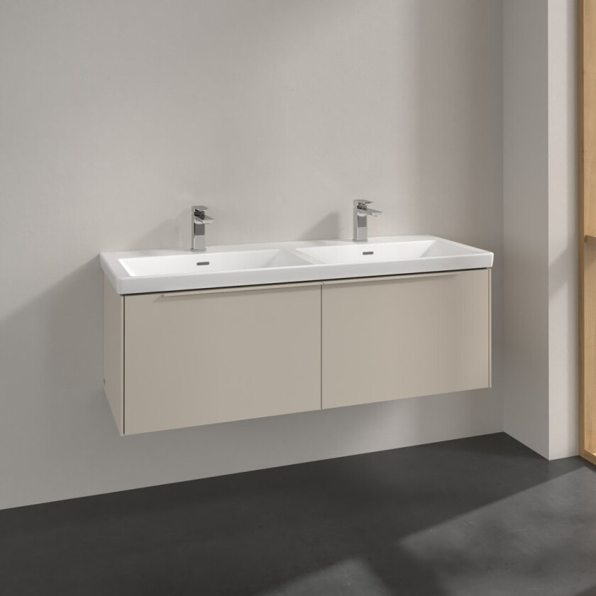 VILLEROY & BOCH SUBWAY 3.0 SERVANTSKAP 127X42 F/DOBBELSERVANT CASHMERE GREY HÅNDTAK I MØBELETS FARGE