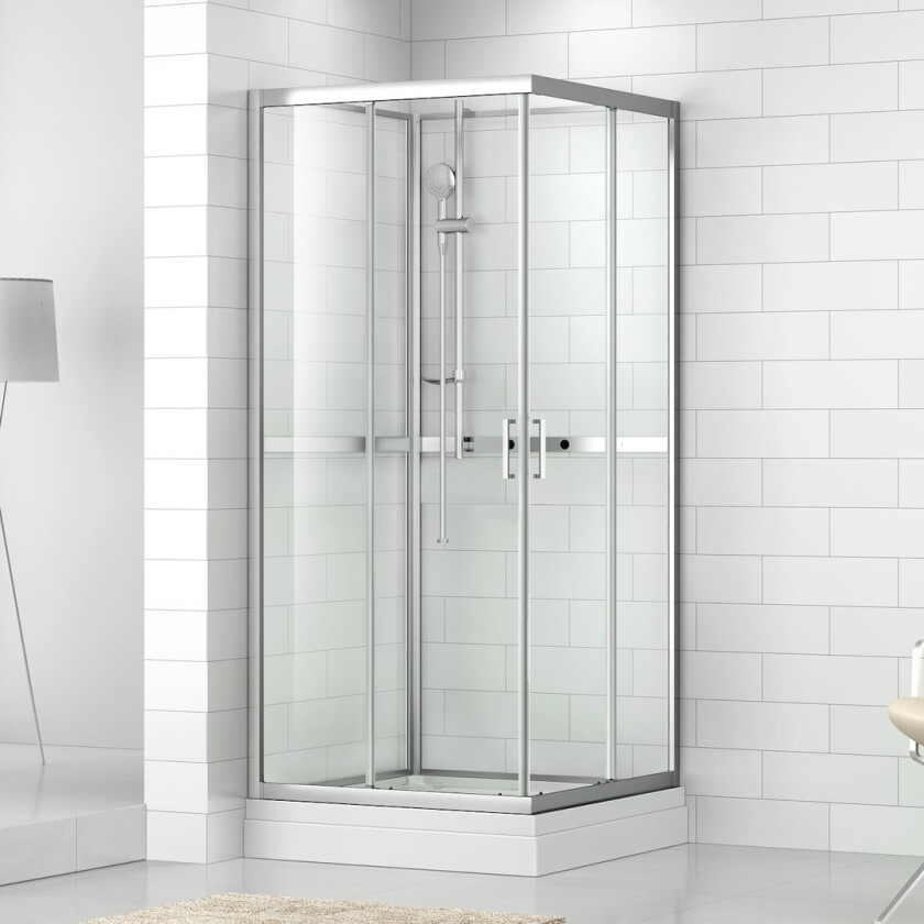 CELESTE SILVIA RETT DUSJKABINETT 80X80X205 CM M/SIKKERHETSFOLIE, KROM
