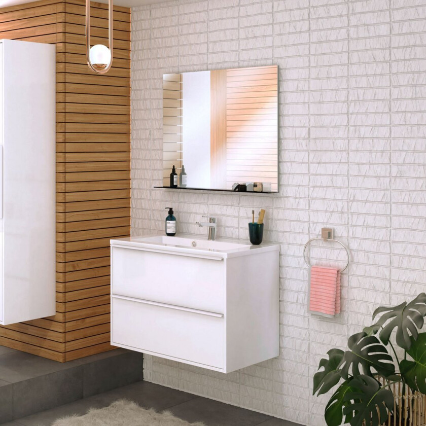 ALLIBERT BORDER UNDERSKAP 80 CM HVITT HÅNDTAK ALPINE HVIT HØYGLANS