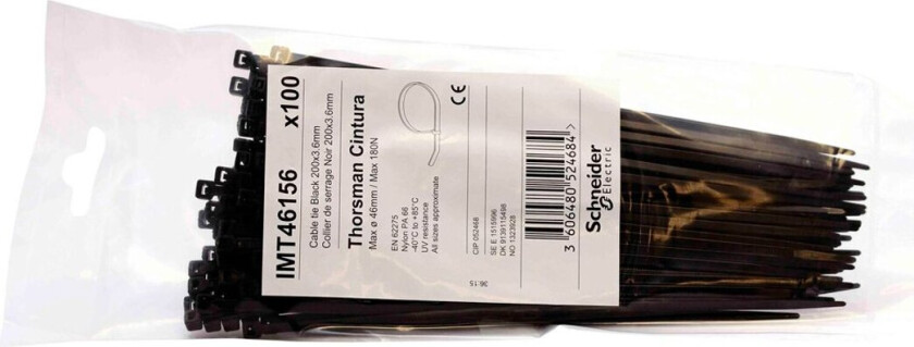 SCHNEIDER STRIPS CINTURA 200X3.6 SORT P100