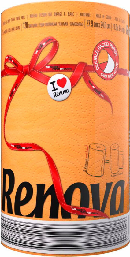 RENOVA TØRKERULL 1.STK 2-LAGS, ORANSJE