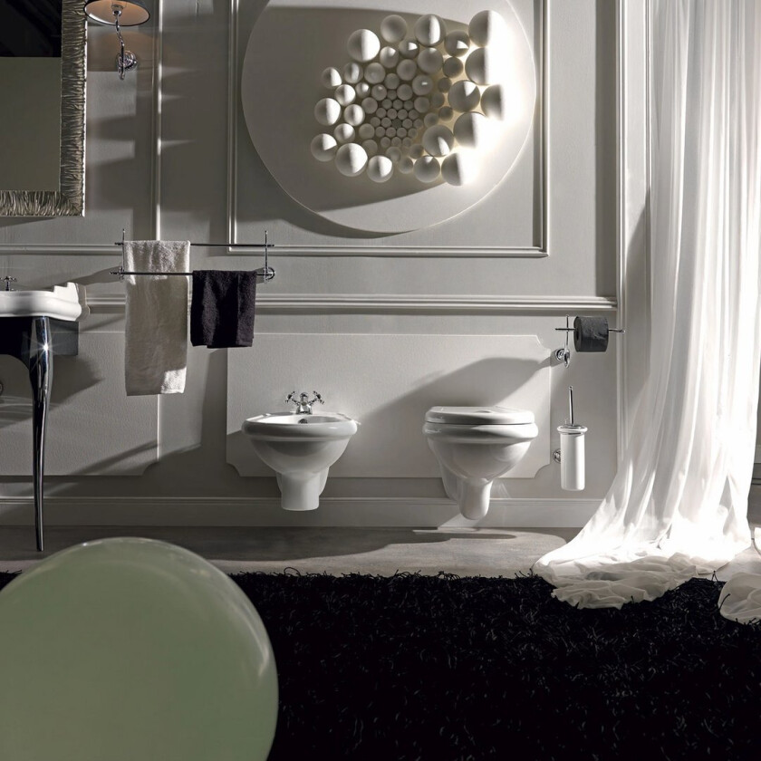 LAVABO RETRO VEGGHENGT TOALETT HVIT