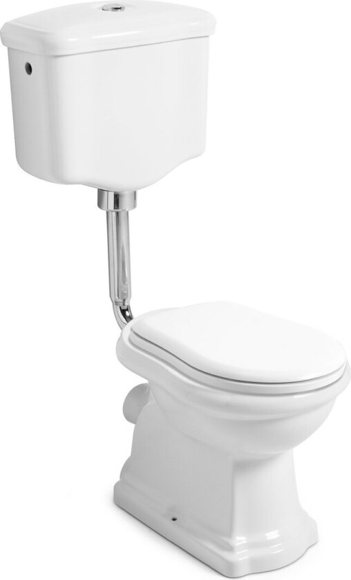 Bilde av LAVABO RETRO LOW TOALETT M/P-LÅS HVIT M/KROM RØR