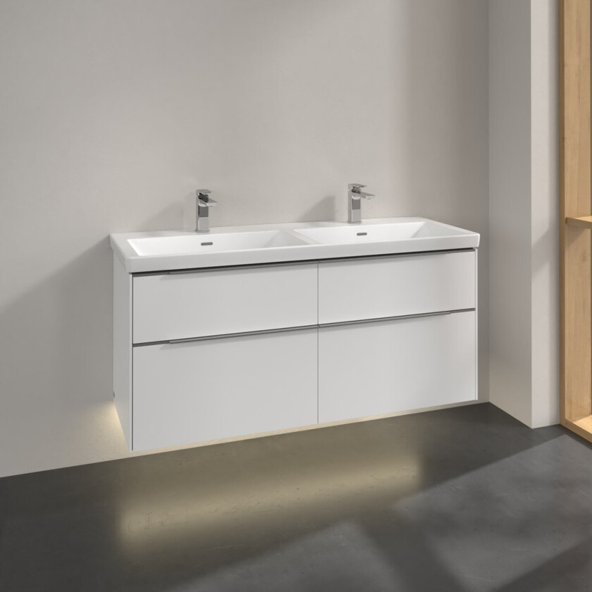 VILLEROY & BOCH SUBWAY 3.0 SERVANTSKAP 127X57 F/DOBBELSERVANT PURE WHITE M/LYS HÅNDTAK I KROM