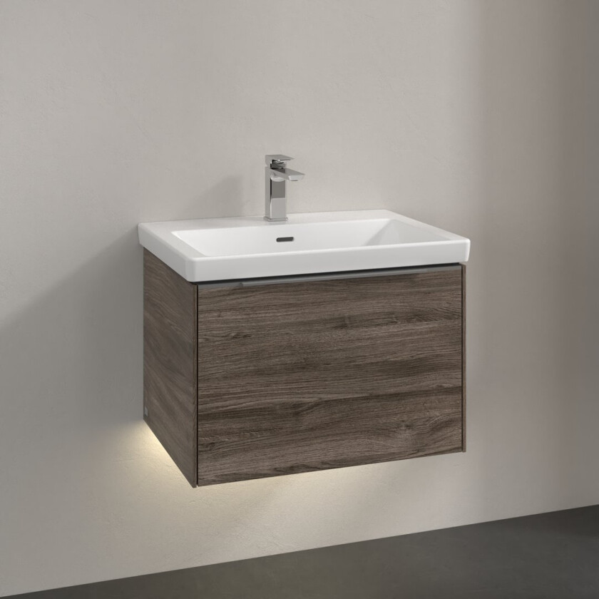 VILLEROY & BOCH SUBWAY 3.0 SERVANTSKAP 66X42 STONE OAK M/LYS HÅNDTAK I KROM