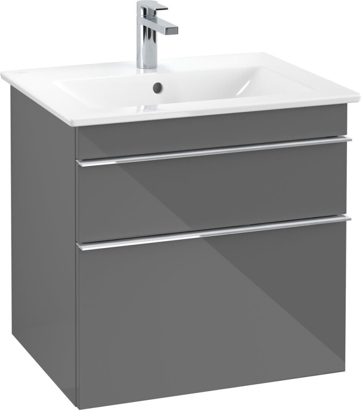 VILLEROY & BOCH VENTICELLO SERVANTSKAP GRÅ HØYGLANS M/2 SKUFFER, 603 X 590 X 477 MM