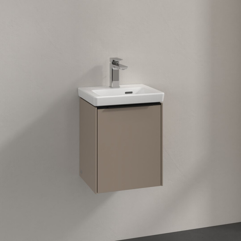 VILLEROY & BOCH SUBWAY 3.0 SERVANTSKAP 35X42 HØYRE TAUPE HÅNDTAK I VOLCANO BLACK