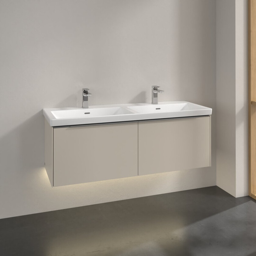 VILLEROY & BOCH SUBWAY 3.0 SERVANTSKAP 127X42 F/DOBBELSERVANT CASHMERE GREY M/LYS HÅNDTAK I KROM