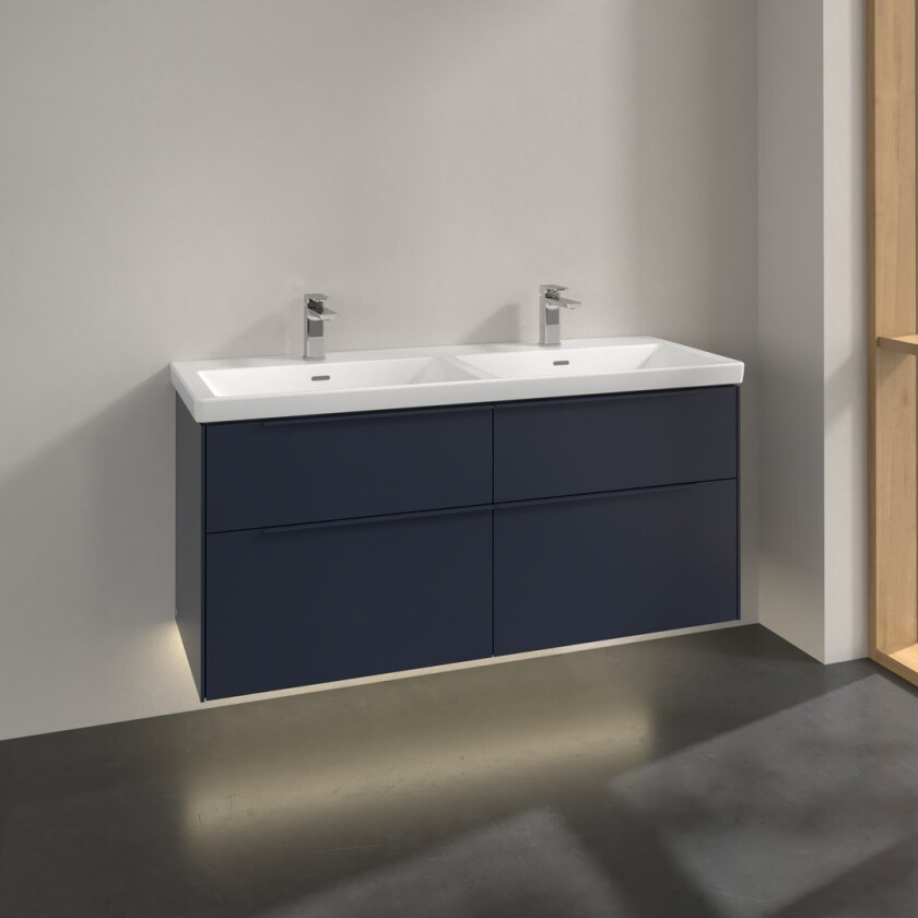 VILLEROY & BOCH SUBWAY 3.0 SERVANTSKAP 127X57 F/DOBBELSERVANT MARINE BLUE M/LYS HÅNDTAK I MØBELETS FARGE