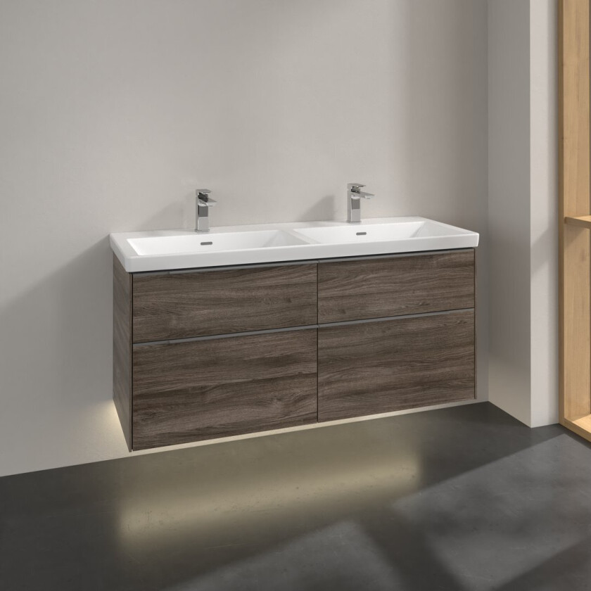 VILLEROY & BOCH SUBWAY 3.0 SERVANTSKAP 127X57 F/DOBBELSERVANT STONE OAK M/LYS HÅNDTAK I KROM