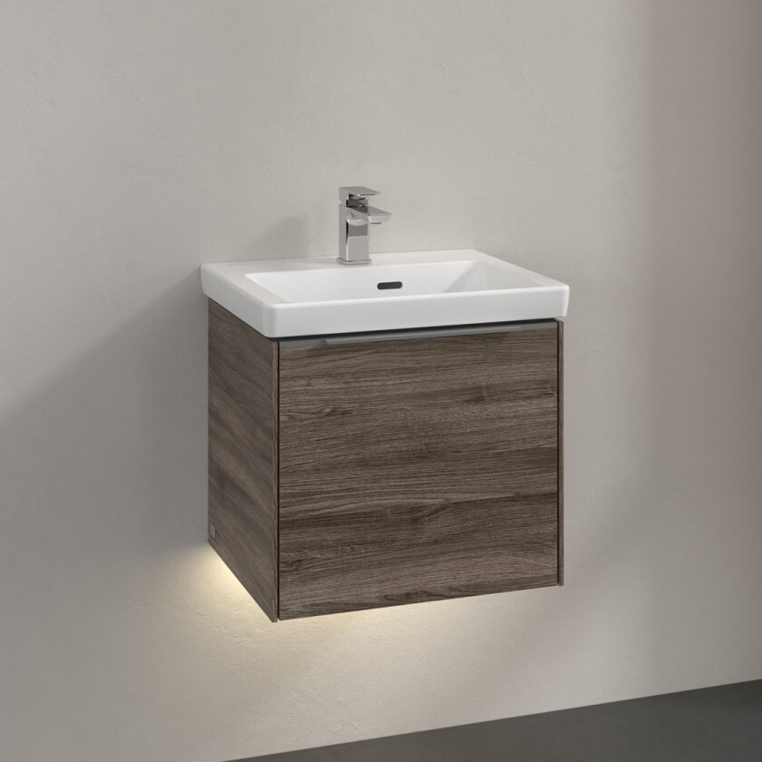 VILLEROY & BOCH SUBWAY 3.0 SERVANTSKAP 47X42 STONE OAK M/LYS HÅNDTAK I KROM